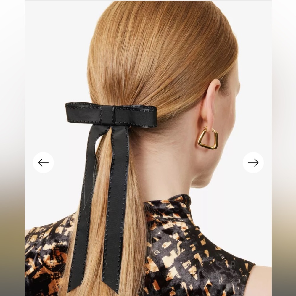 LELET NY Kate topstitched bow silk-grosgrain barrette